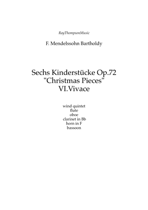 Book cover for Mendelssohn: Sechs Kinderstücke (6 Christmas Pieces) Op.72 No.6 of 6 Vivace - wind quintet