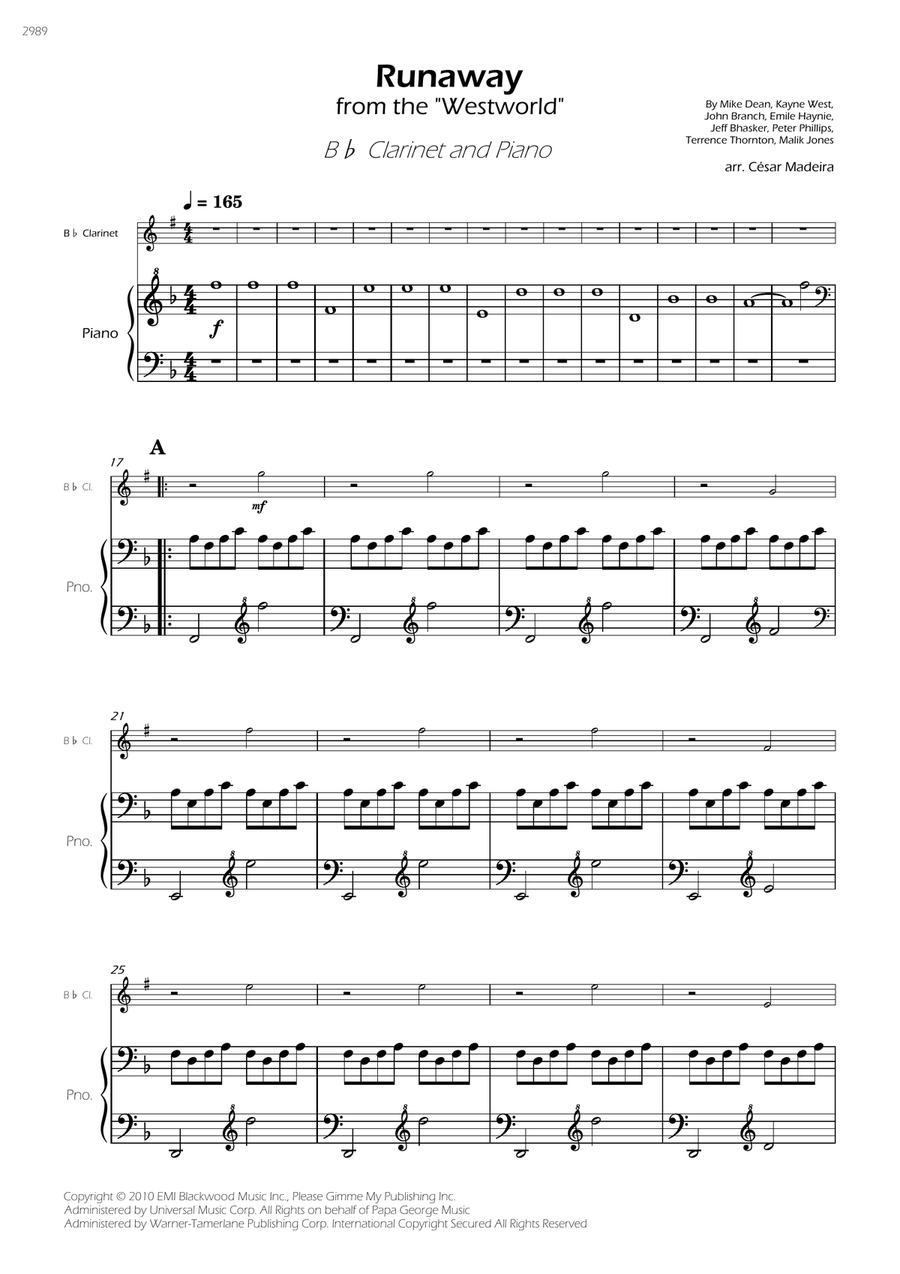 Runaway B-Flat Clarinet scores gallery preview page 3