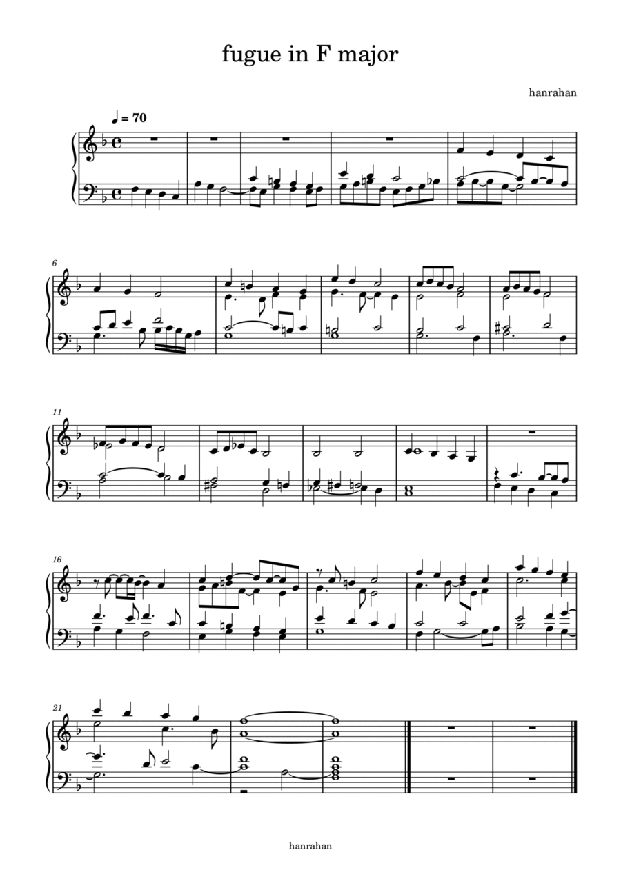 Fugue in f major Fugue in f major Piano Solo scores gallery preview page 1