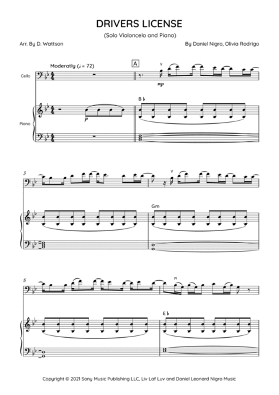 Drivers License Piano scores gallery preview page 3