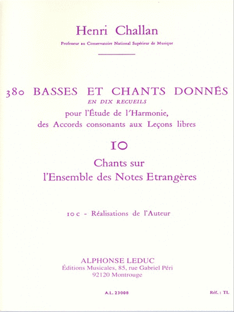 380 Basses Et Chants Donnes - Volume 10, Chants Sur L