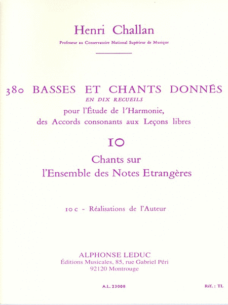 380 Basses Et Chants Donnes - Volume 10, Chants Sur L''ensemble Des Not