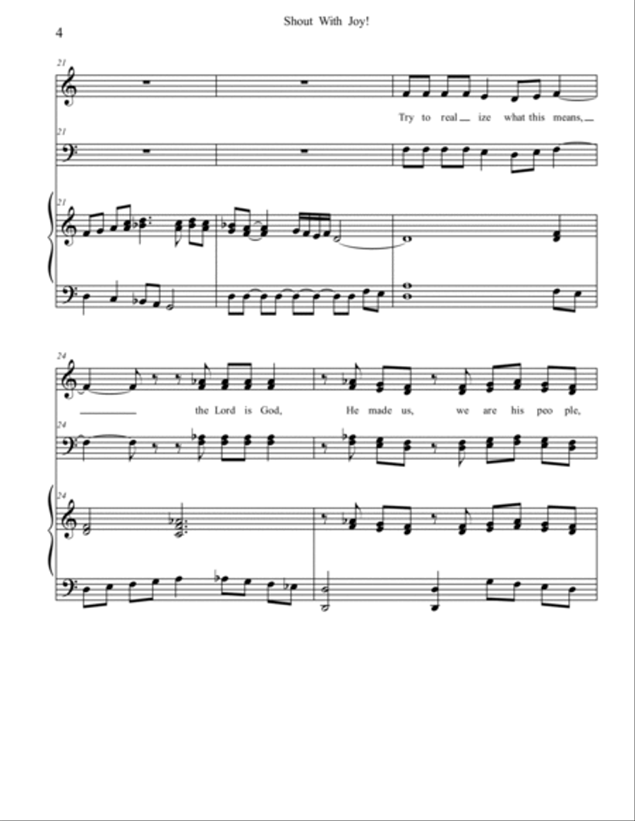 Shout With Joy! (Psalm 100) 4-Part scores gallery preview page 4