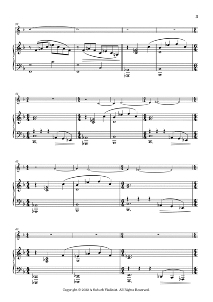 Sepi - An Easy Slow Piece for Violin and Piano - Original Composition Violin Solo scores gallery preview page 3