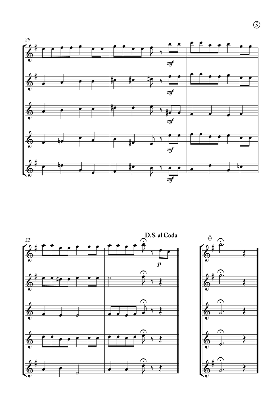 Hymne A L'amour Saxophone Quintet scores gallery preview page 5