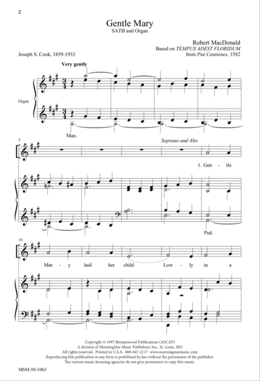 Gentle Mary Laid Her Child 4-Part scores gallery preview page 1