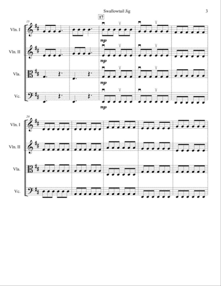 Swallowtail Jig String Quartet scores gallery preview page 3