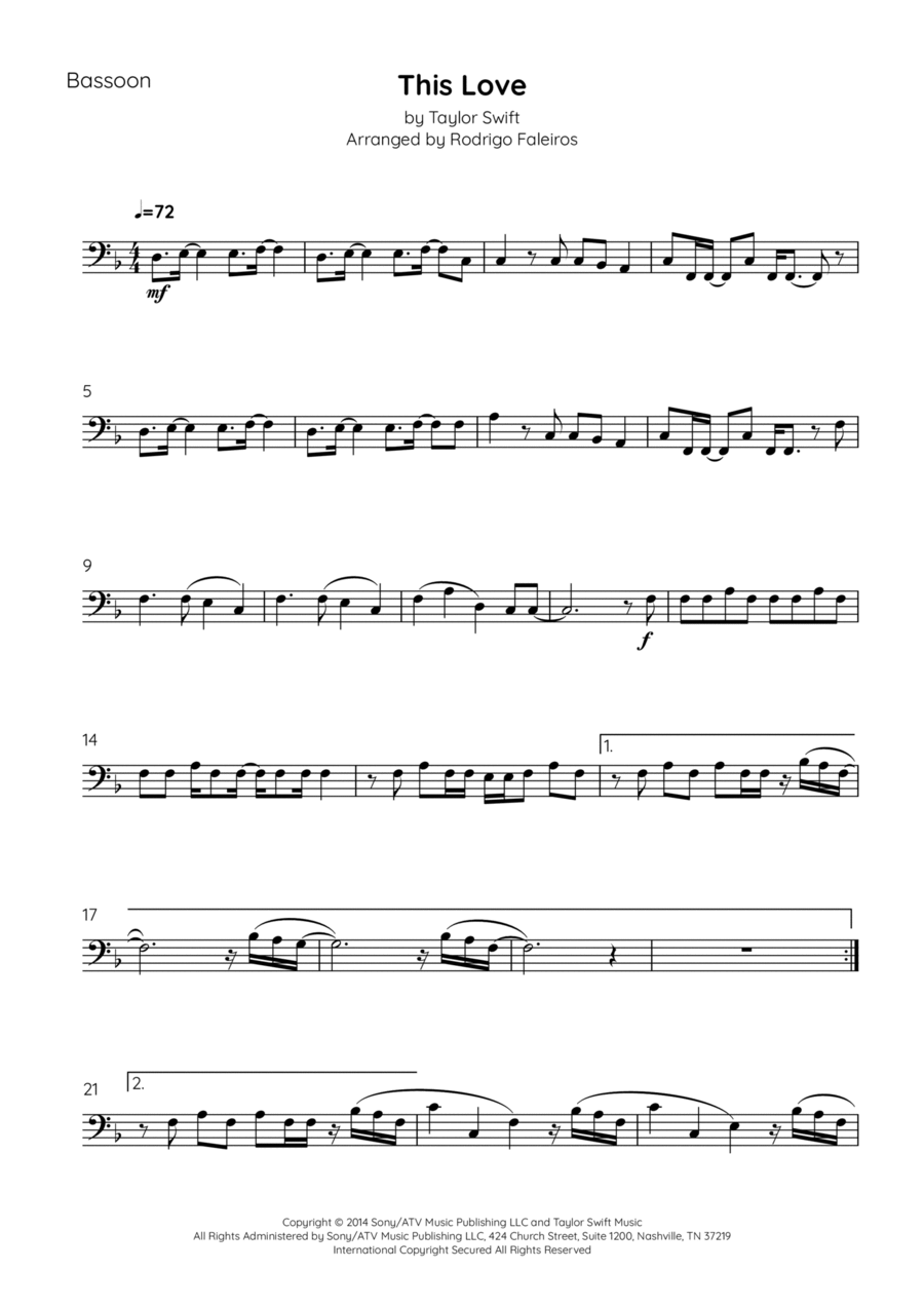This Love Bassoon Solo scores gallery preview page 1