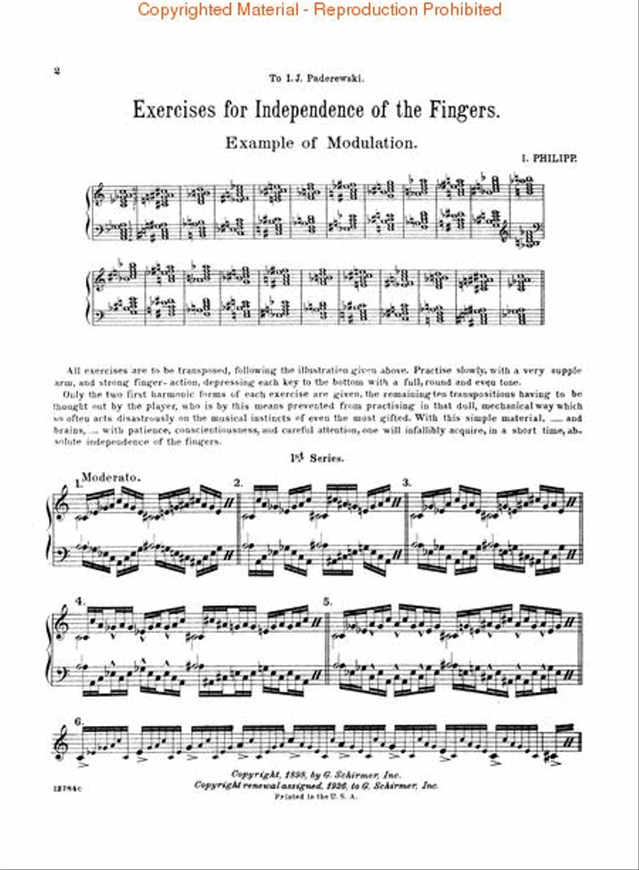 Isidor Phillip – Exercises for Independence of Fingers – Book 1 Piano Method scores gallery preview page 2