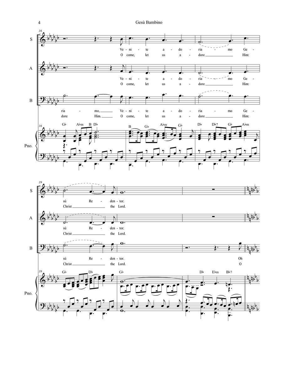 Gesu Bambino (for SAB) 3-Part scores gallery preview page 5