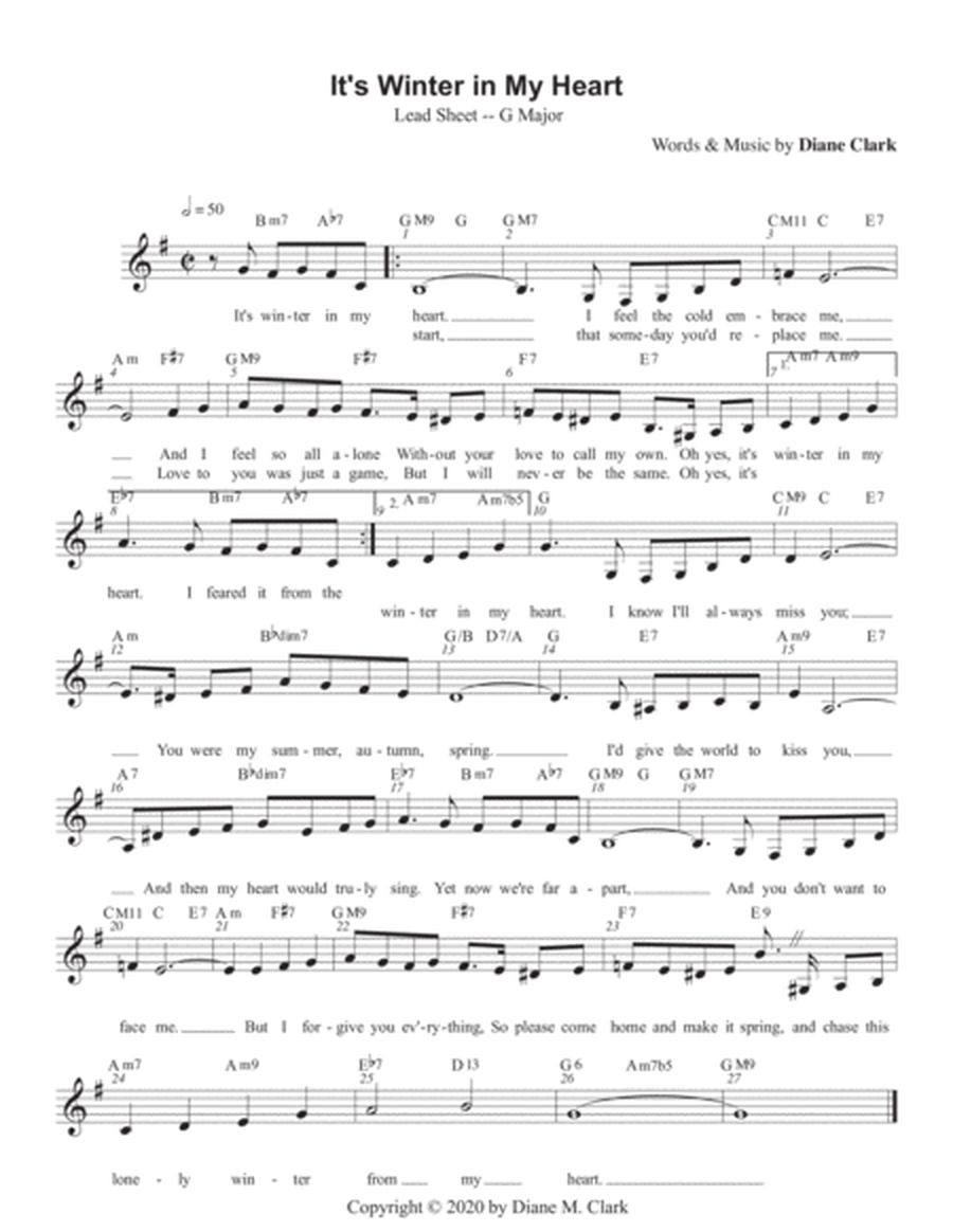 It's Winter in My Heart (G Major) LEAD SHEET image number null