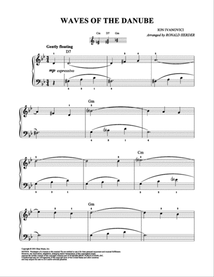 Waves Of The Danube Easy Piano scores gallery preview page 1