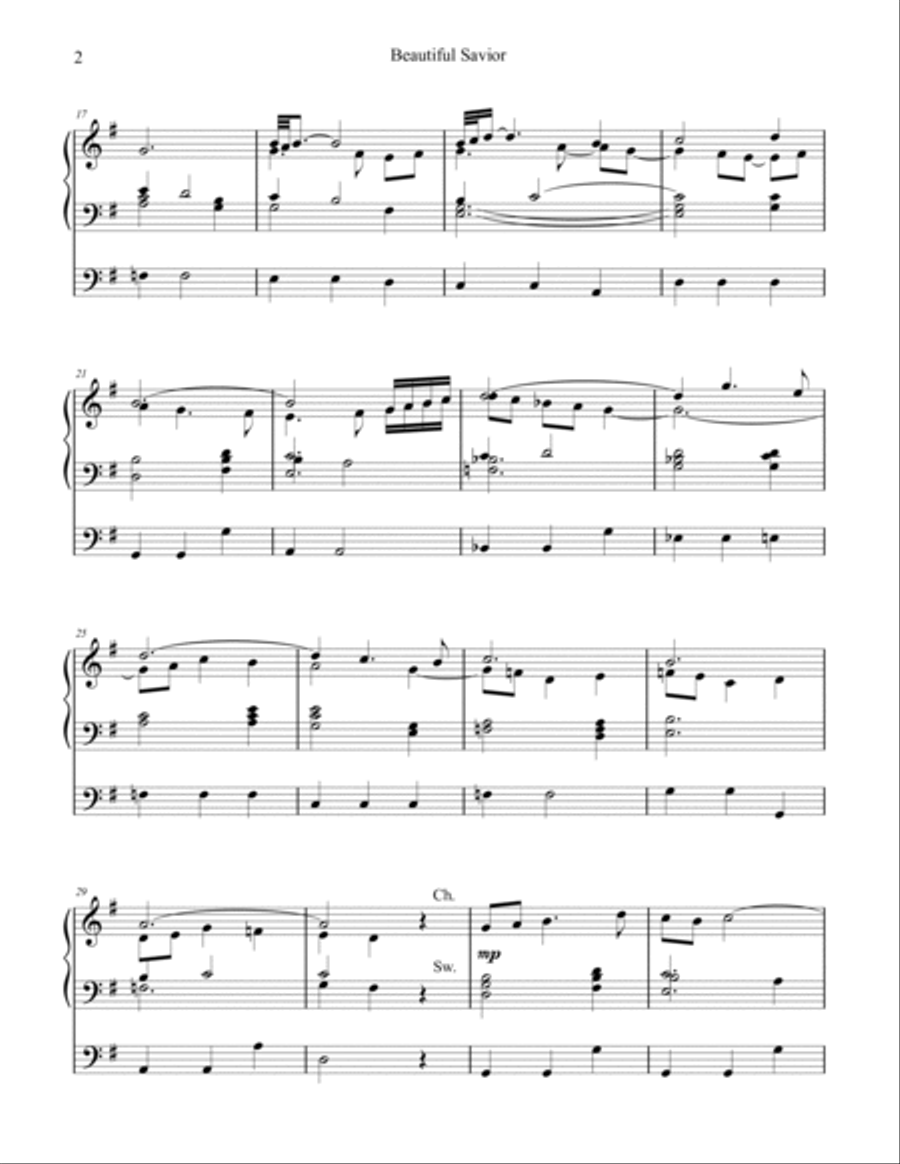 Beautiful Savior (Schonster Herr Jesu/Crusader's Hymn), organ work by Phil Lehenbauer Organ Solo scores gallery preview page 3