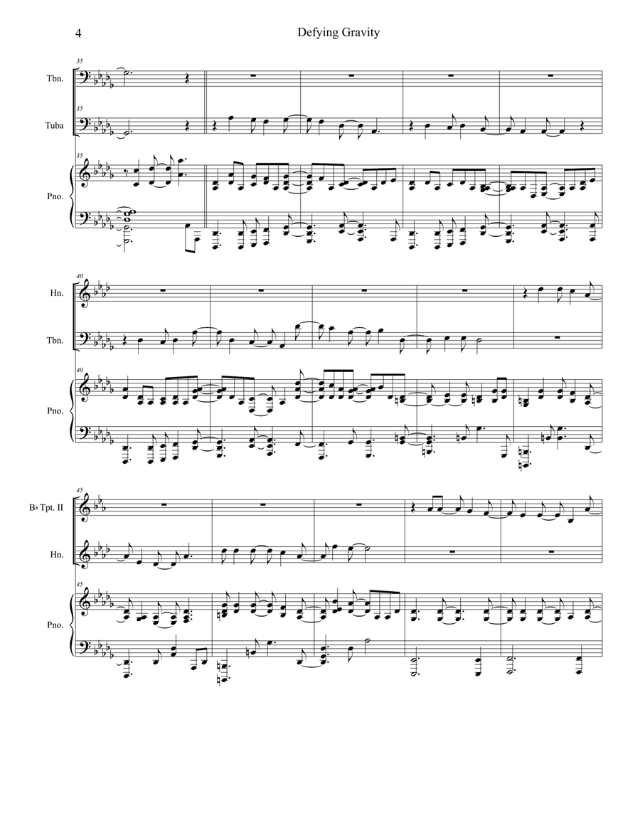 Defying Gravity Brass Quintet scores gallery preview page 4