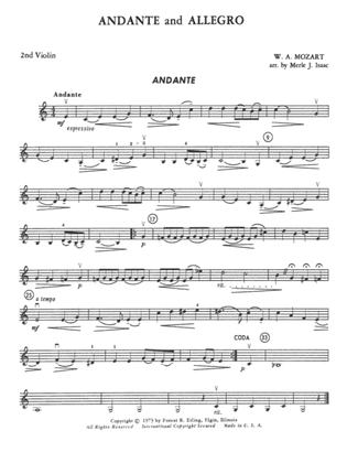 Book cover for Andante and Allegro: 2nd Violin