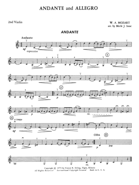 Andante and Allegro: 2nd Violin