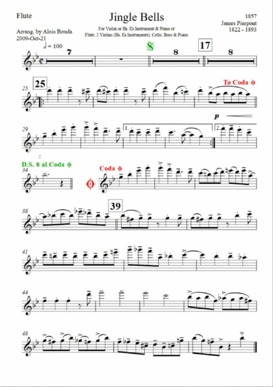 Jingle Bells (easily swinging ensemble) Small Ensemble scores gallery preview page 1
