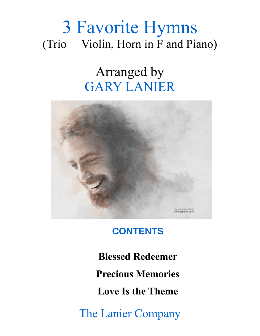 3 FAVORITE HYMNS (Trio - Violin, Horn in F & Piano with Score/Parts) Violin scores gallery preview page 1
