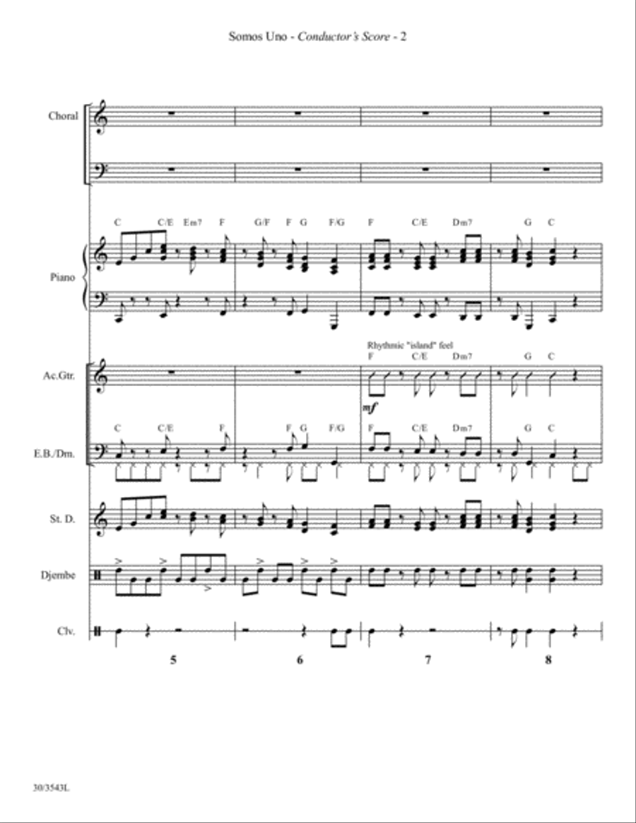 Somos Uno - Instrumental Ensemble Score and Parts Choir scores gallery preview page 4