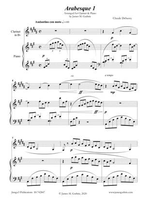 Debussy: Two Arabesques for Clarinet & Piano