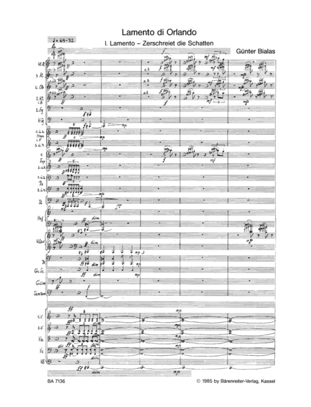 Lamento di Orlando für Orchester, Bariton und gemischten Chor (1985)
