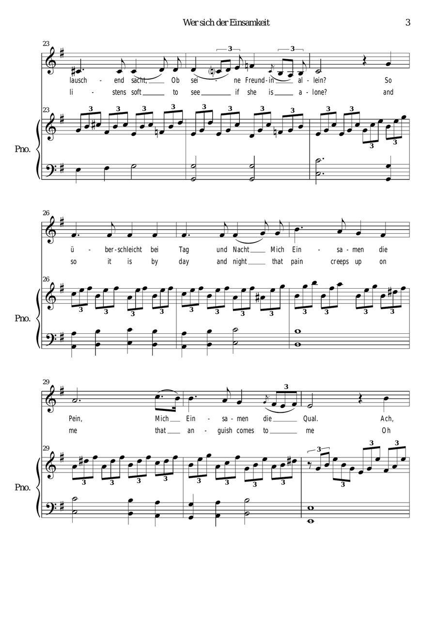 Wer sich der Einsamkeit ergibt (Who gives himself to solitude) for low voice and piano Low Voice scores gallery preview page 3
