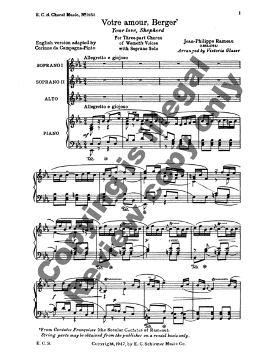 Votre amour, Berger (The Love Which Reigns in Your Heart) SSA scores gallery preview page 3