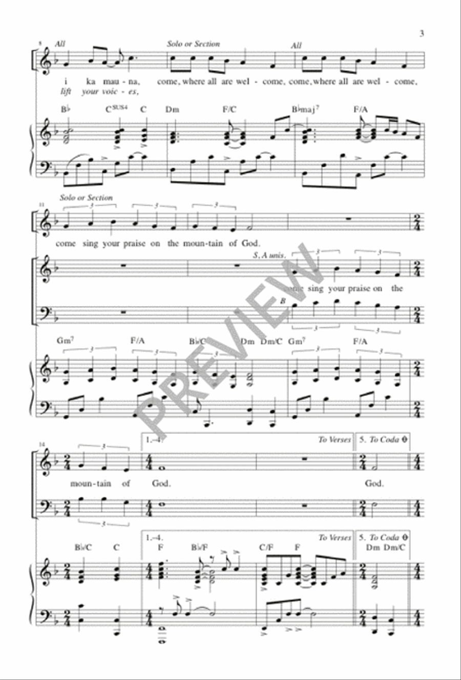 On the Mountain of God 3-Part scores gallery preview page 3