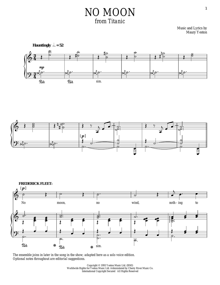 No Moon No Moon Piano, Vocal scores gallery preview page 1