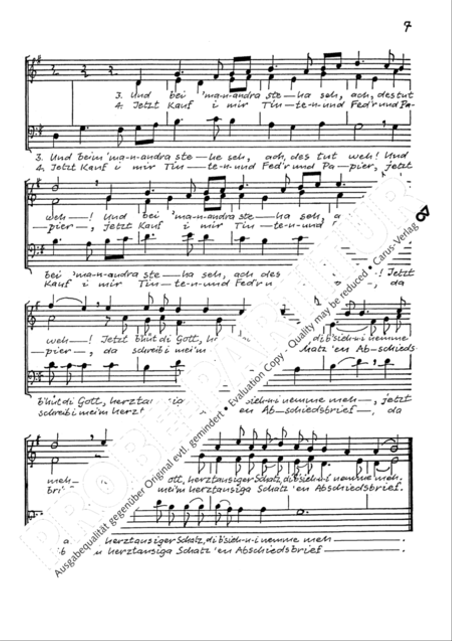 Drunten im Unterland. Sechs schwabische Volkslieder Choir scores gallery preview page 10