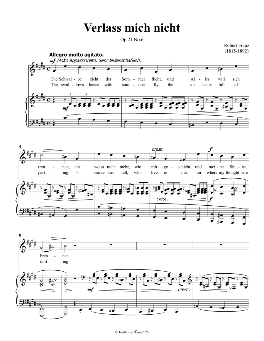 Verlass mich nicht, by Robert Franz, in c sharp minor Voice scores gallery preview page 3