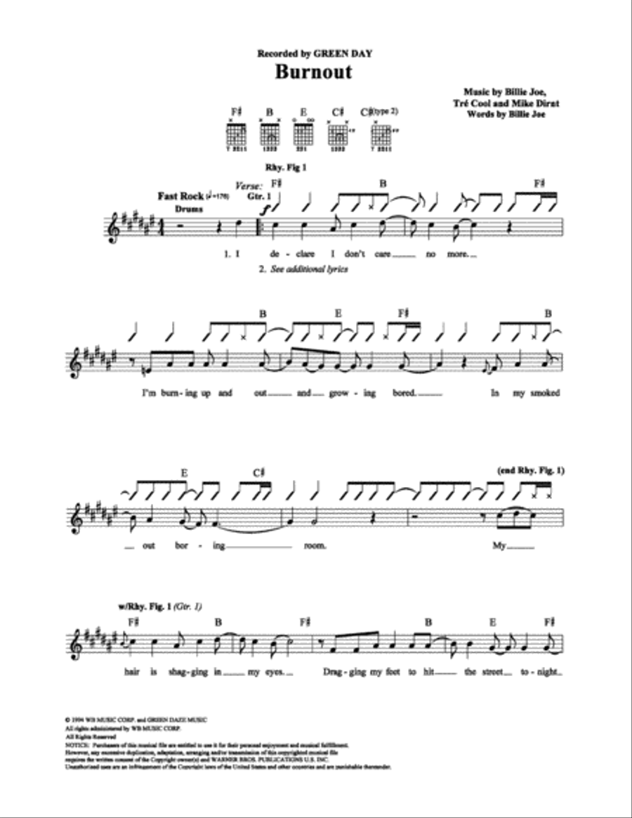 Burnout Electric Guitar scores gallery preview page 1