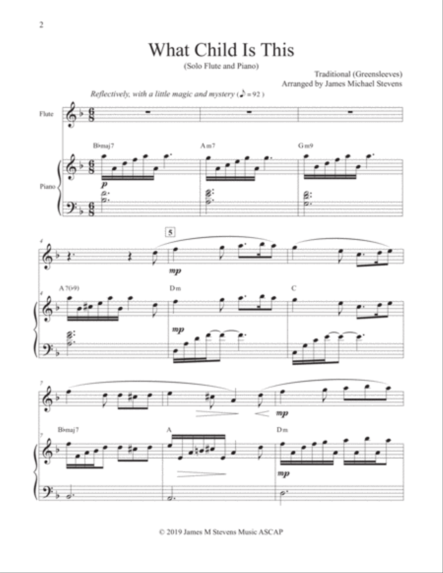 What Child Is This - Christmas Flute & Piano Flute Solo scores gallery preview page 2