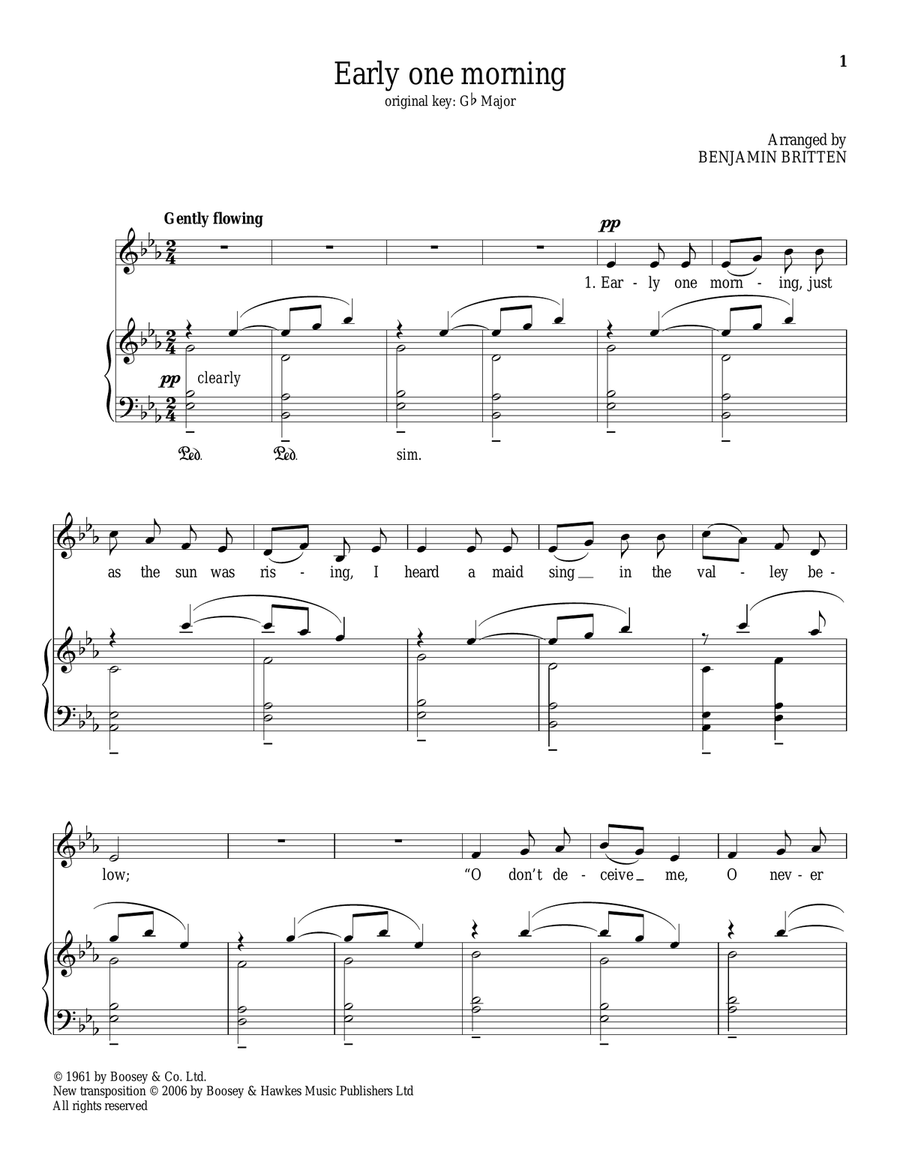 Early One Morning Piano, Vocal scores gallery preview page 1
