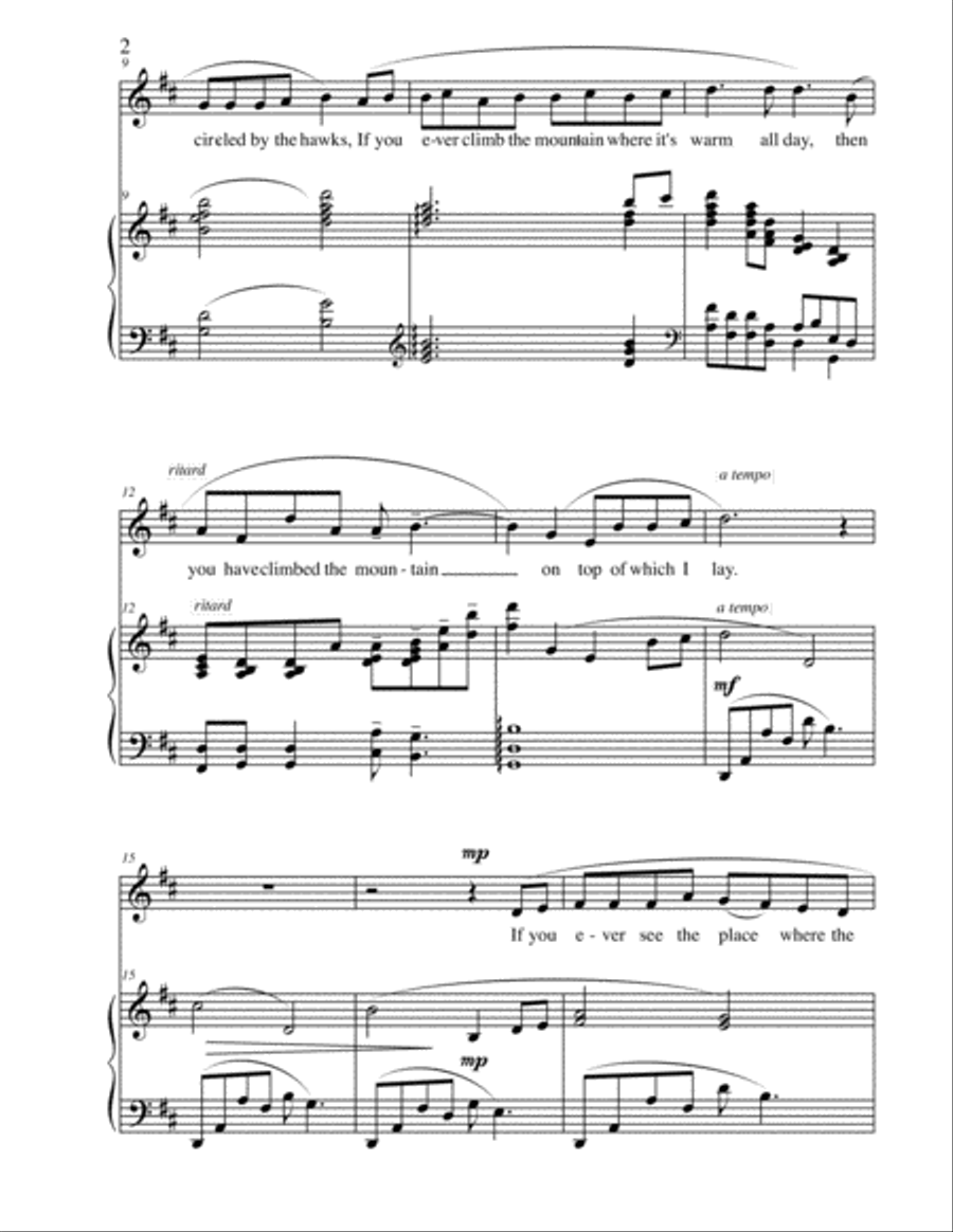 The Mountain that is Mine for children's chorus and piano Unison Choir scores gallery preview page 2