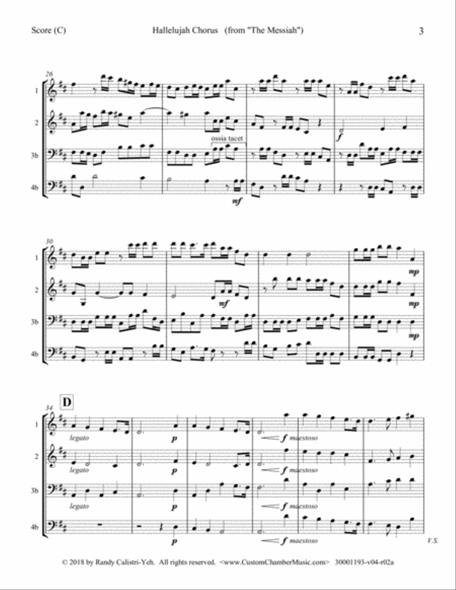 Hallelujah Chorus - Handel Messiah (duet/trio/quartet for strings, woodwind, or mixed) String Orchestra scores gallery preview page 4