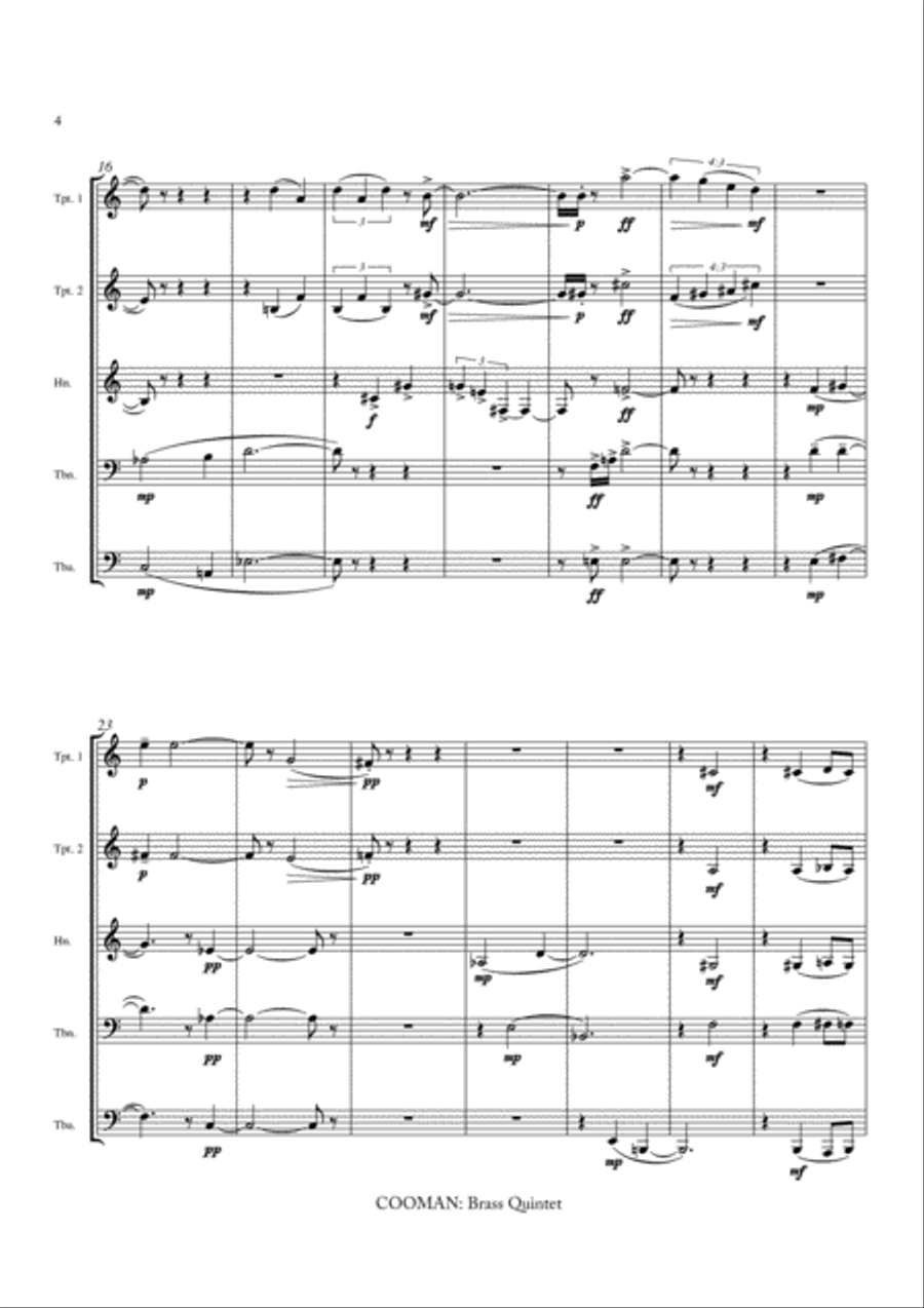 Carson Cooman: Brass Quintet (2007) Brass Quintet scores gallery preview page 3