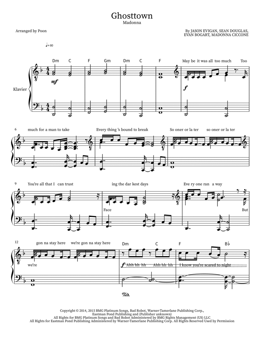 Ghosttown Ghosttown Piano scores gallery preview page 1