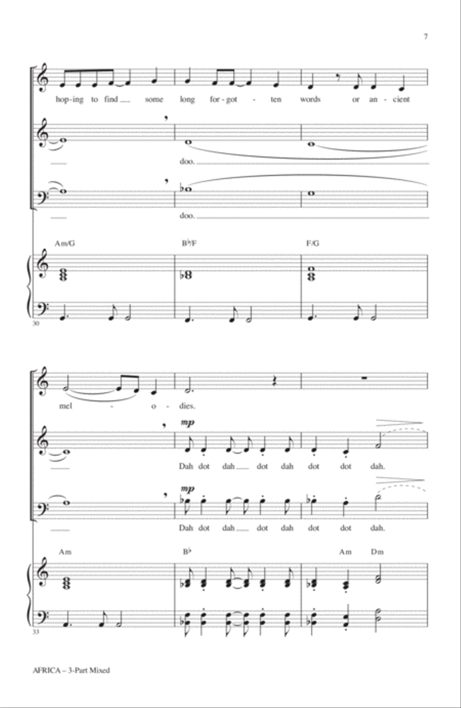 Africa (arr. Audrey Snyder) 3-Part scores gallery preview page 5