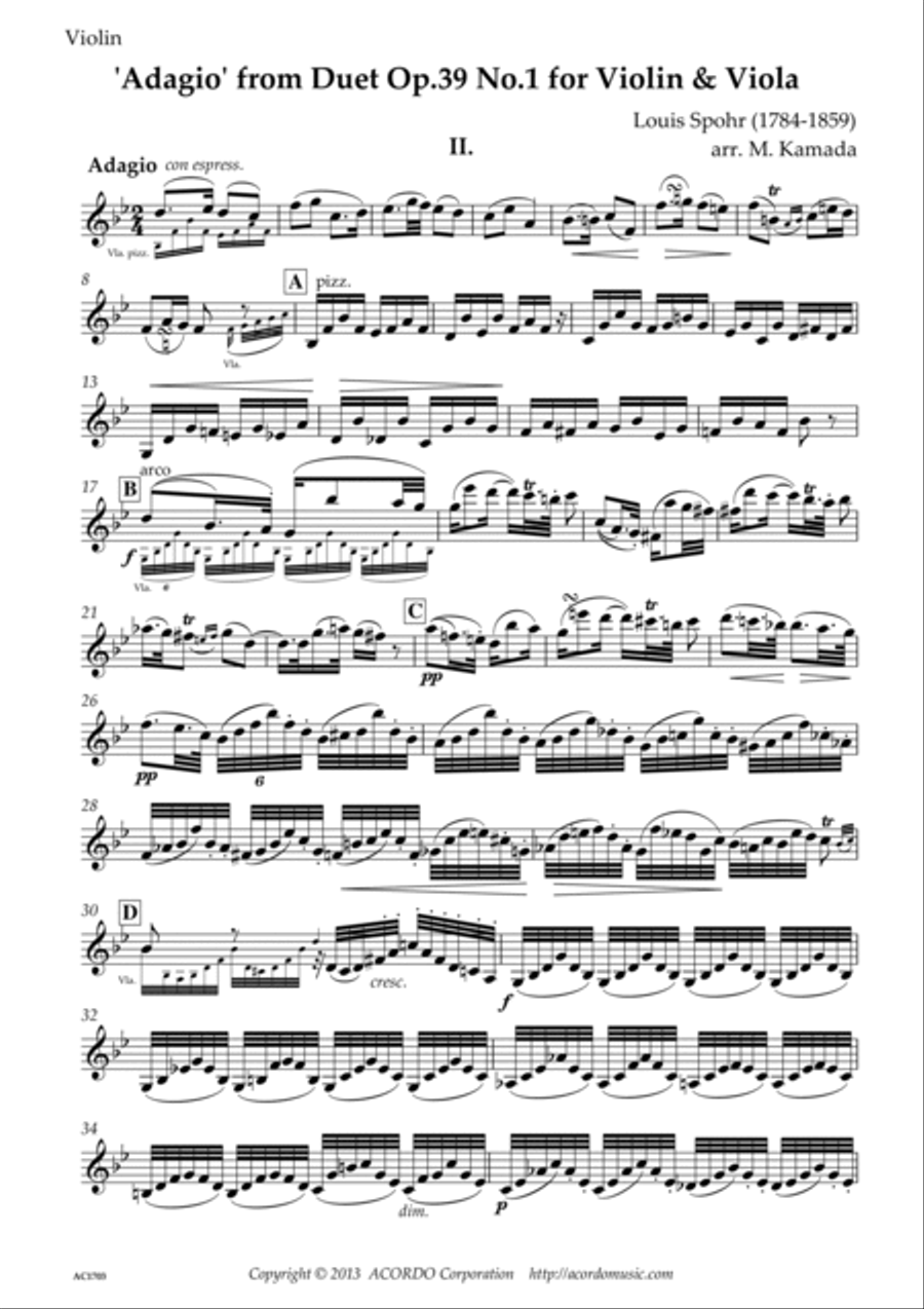 'Adagio' from Duet Op.39 No.1 for Violin & Viola String Duet scores gallery preview page 4