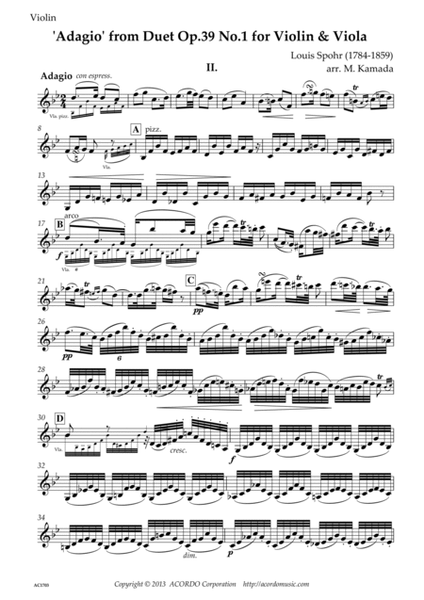 'Adagio' from Duet Op.39 No.1 for Violin & Viola image number null