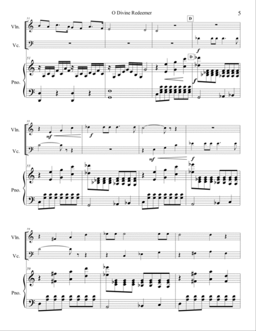 O Divine Redeemer violin cello and piano O Divine Redeemer violin cello and piano Piano Trio scores gallery preview page 5