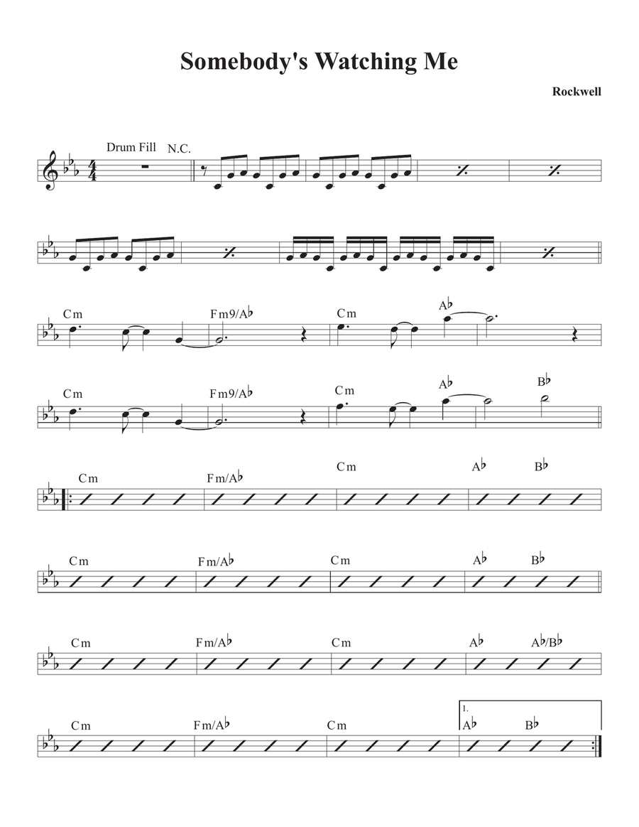 Somebody's Watching Me Piano, Vocal scores gallery preview page 1