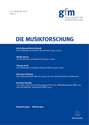 Die Musikforschung, Heft 3/2020