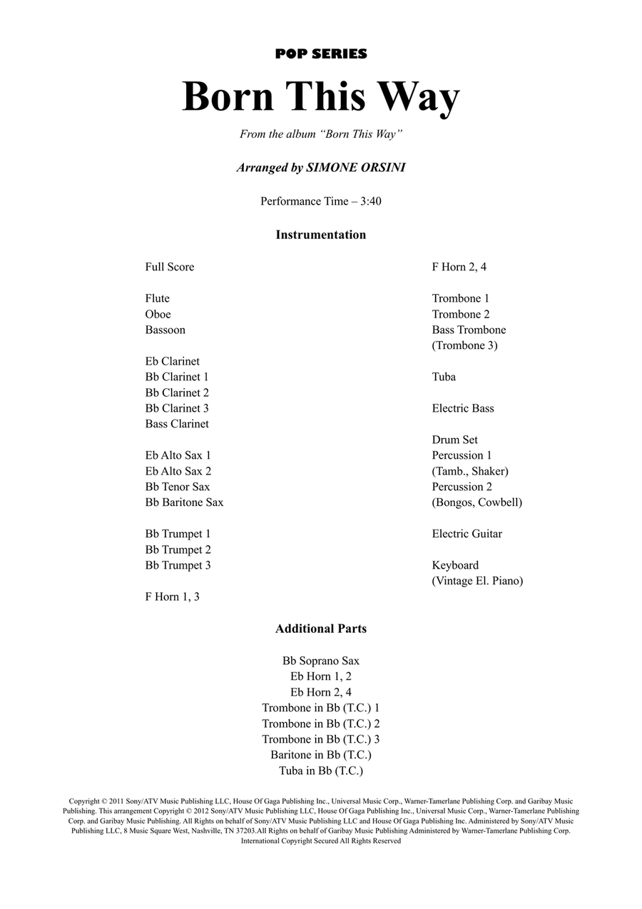 Born This Way Concert Band scores gallery preview page 2