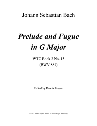 Book cover for Prelude and Fugue in G Major, WTC Book 2, No. 15 (BWV 884)