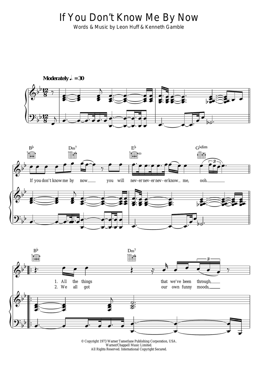 If You Don't Know Me By Now Piano, Vocal scores gallery preview page 1