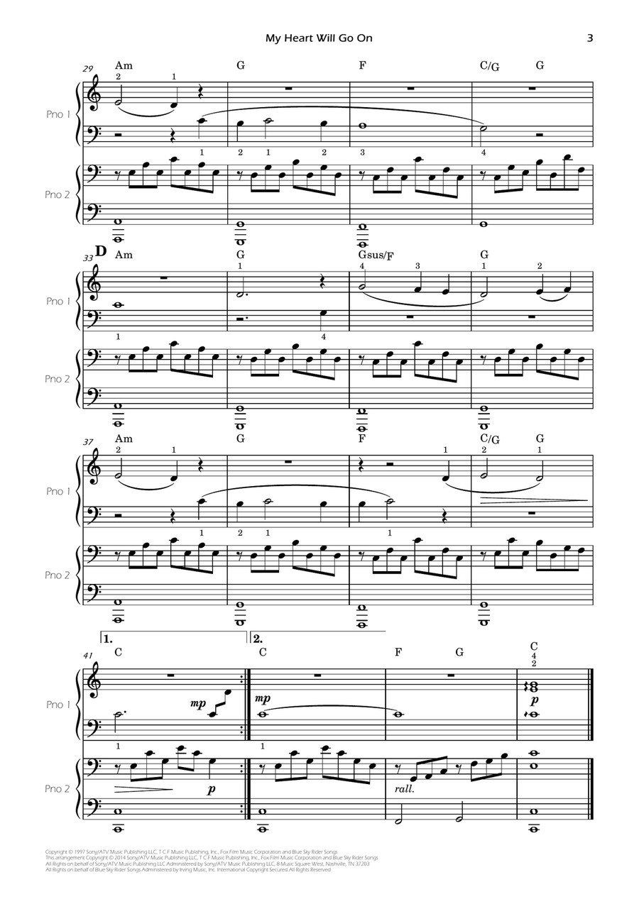 My Heart Will Go On (love Theme From 'titanic') 1 Piano, 4-Hands scores gallery preview page 5