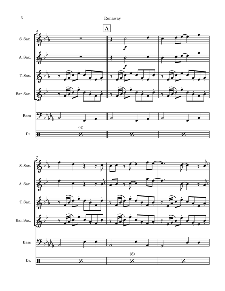Runaway Saxophone Quartet scores gallery preview page 3