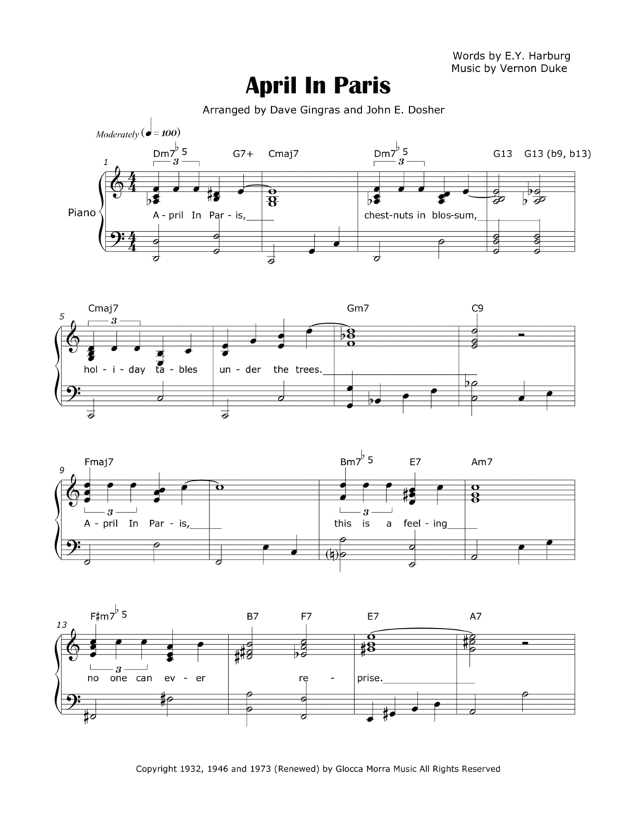 April In Paris Voice scores gallery preview page 1